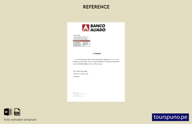 lista para imprimir plantilla de referencia de cierre de Panamá Banco Aliado